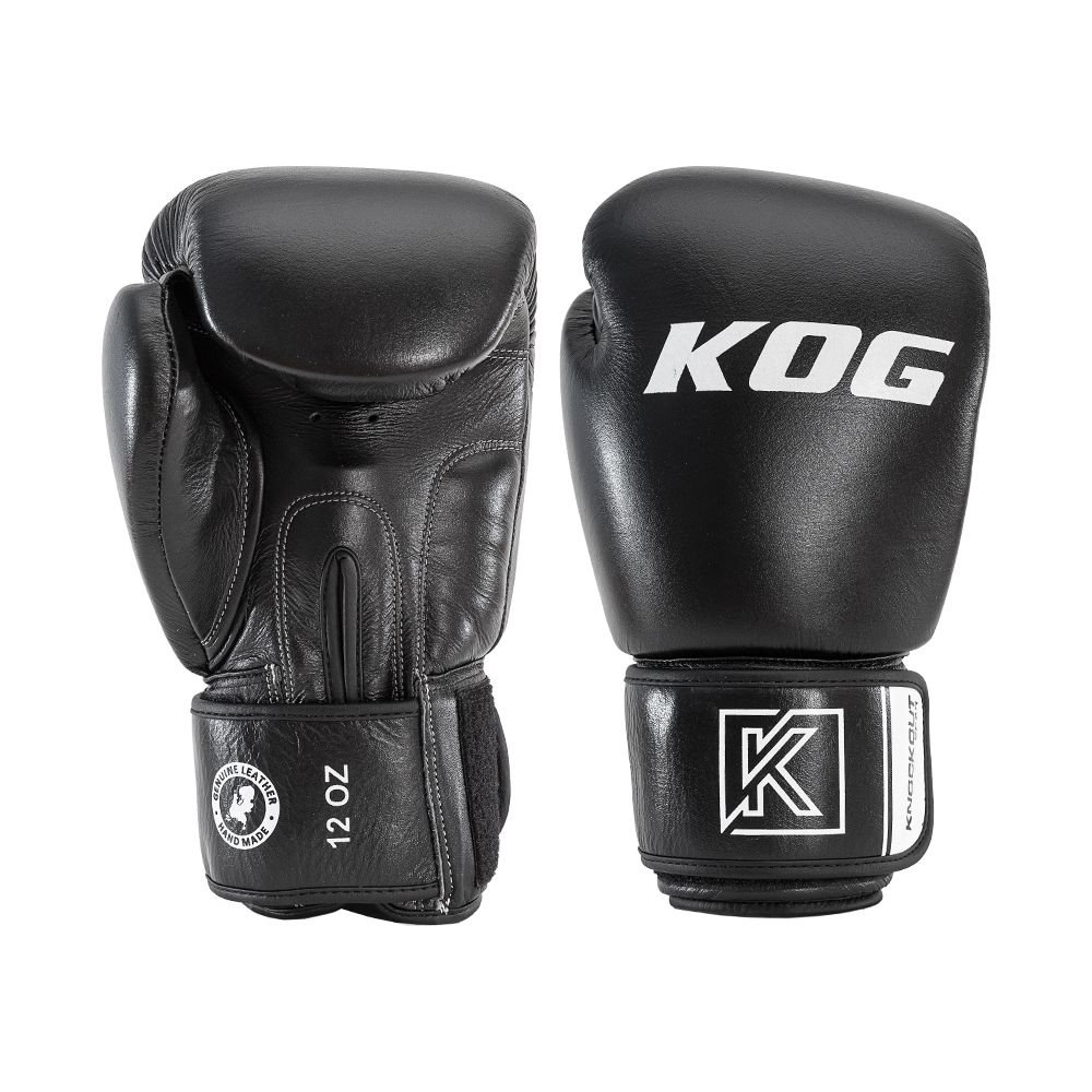 Knockoutgear bokshandschoenen zwart echt leer Bokshandschoenen echt leer van Knockoutgear Zwart