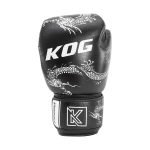 Voorkant bokshandschoen links echt leer van Knockoutgear Zwart dragon