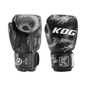 Bokshandschoenen echt leer van Knockoutgear Zwart dragon