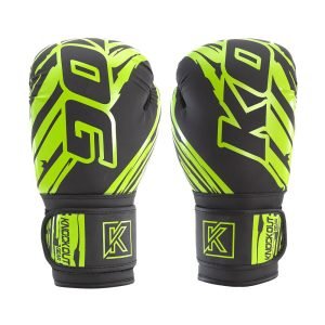 Voorkant bokshandschoenen van Knockoutgear Zwart-Groen