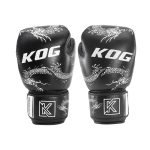 Voorkant bokshandschoenen echt leer van Knockoutgear Zwart dragon