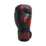 Voorkant bokshandschoen rechts van Knockoutgear Zwart-Rood