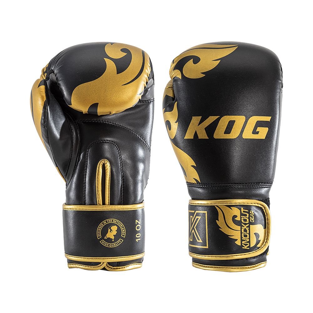Knockoutgear bokshandschoenen Zwart-Goud Bokshandschoen van Knockoutgear Zwart-Goud