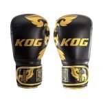 Voorkant bokshandschoenen van Knockoutgear Zwart-Goud
