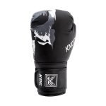 Voorkant bokshandschoen links van Knockoutgear Zwart-Wit-Grijs