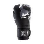 Voorkant bokshandschoen rechts van Knockoutgear Zwart-Wit-Grijs