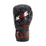 Voorkant bokshandschoen links van Knockoutgear Zwart-Rood-Wit